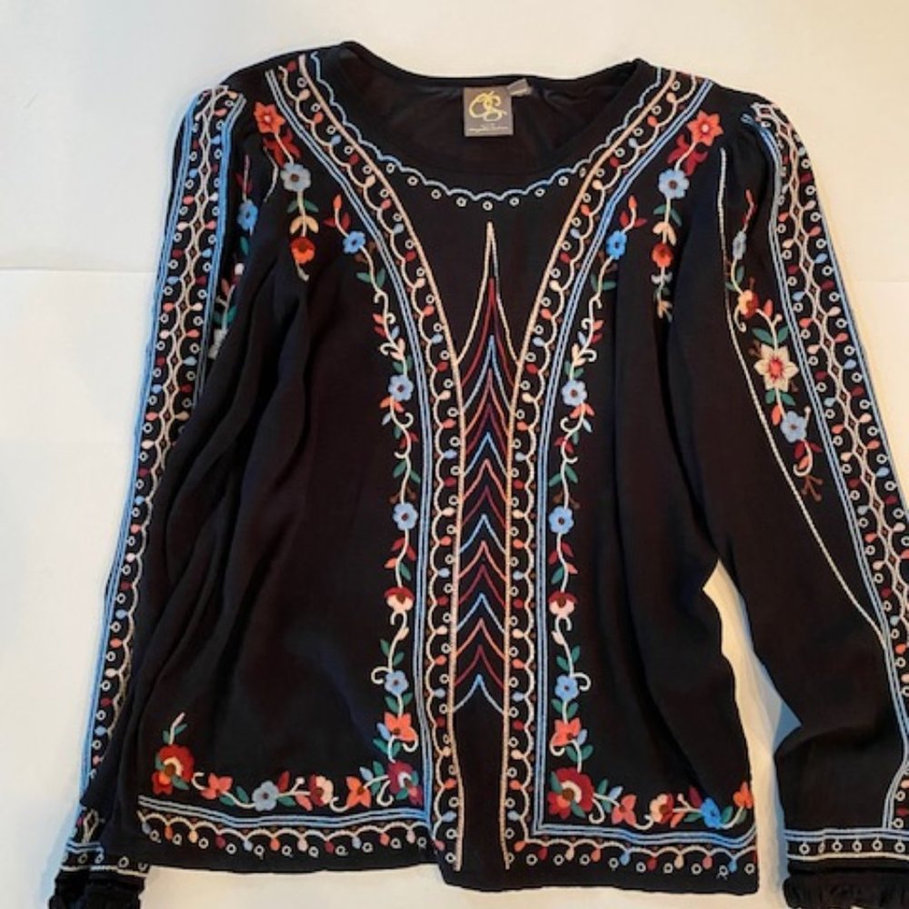 Colorful boho tee shirt from Anthropologie